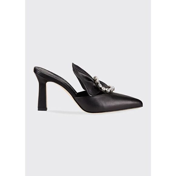 Manolo Blahnik Capitana Leather Buckle Mules Black 36 NEW - Picture 14 of 14